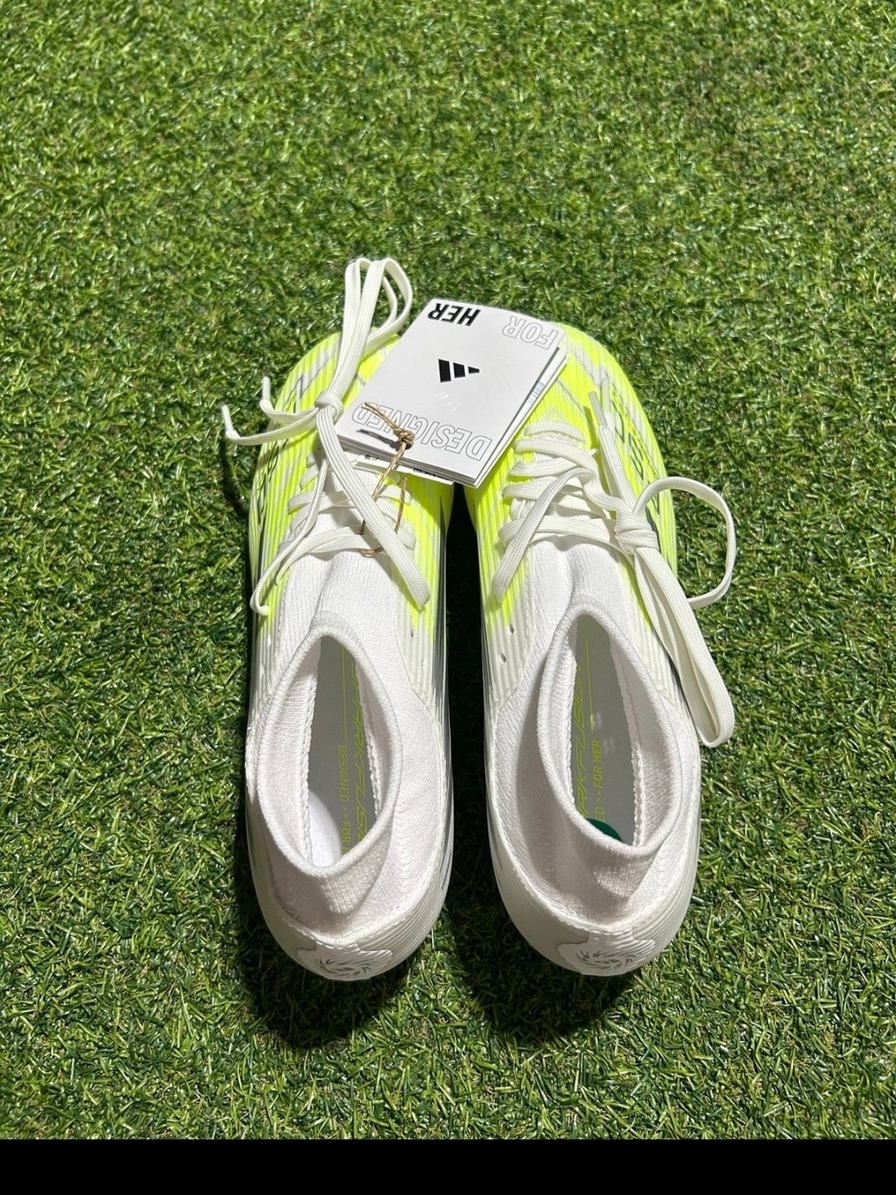 Adidas Kids' White & Neon Yellow Soccer Cleats - Picture 5 of 8